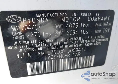 2017 Hyundai Ioniq Hybrid Sel из США, поврежденный, VIN KMHC75LC0HU039411